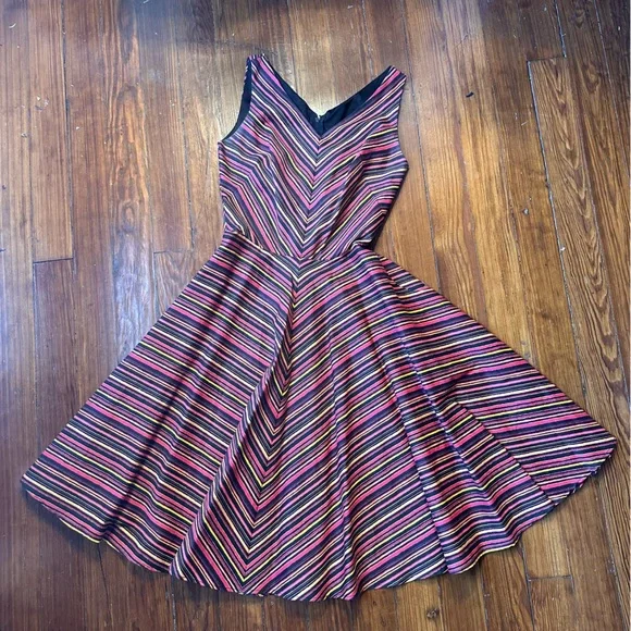 Pin-Up Girl Couture Fire Striped Swing Dress size M - Picture 2 of 7